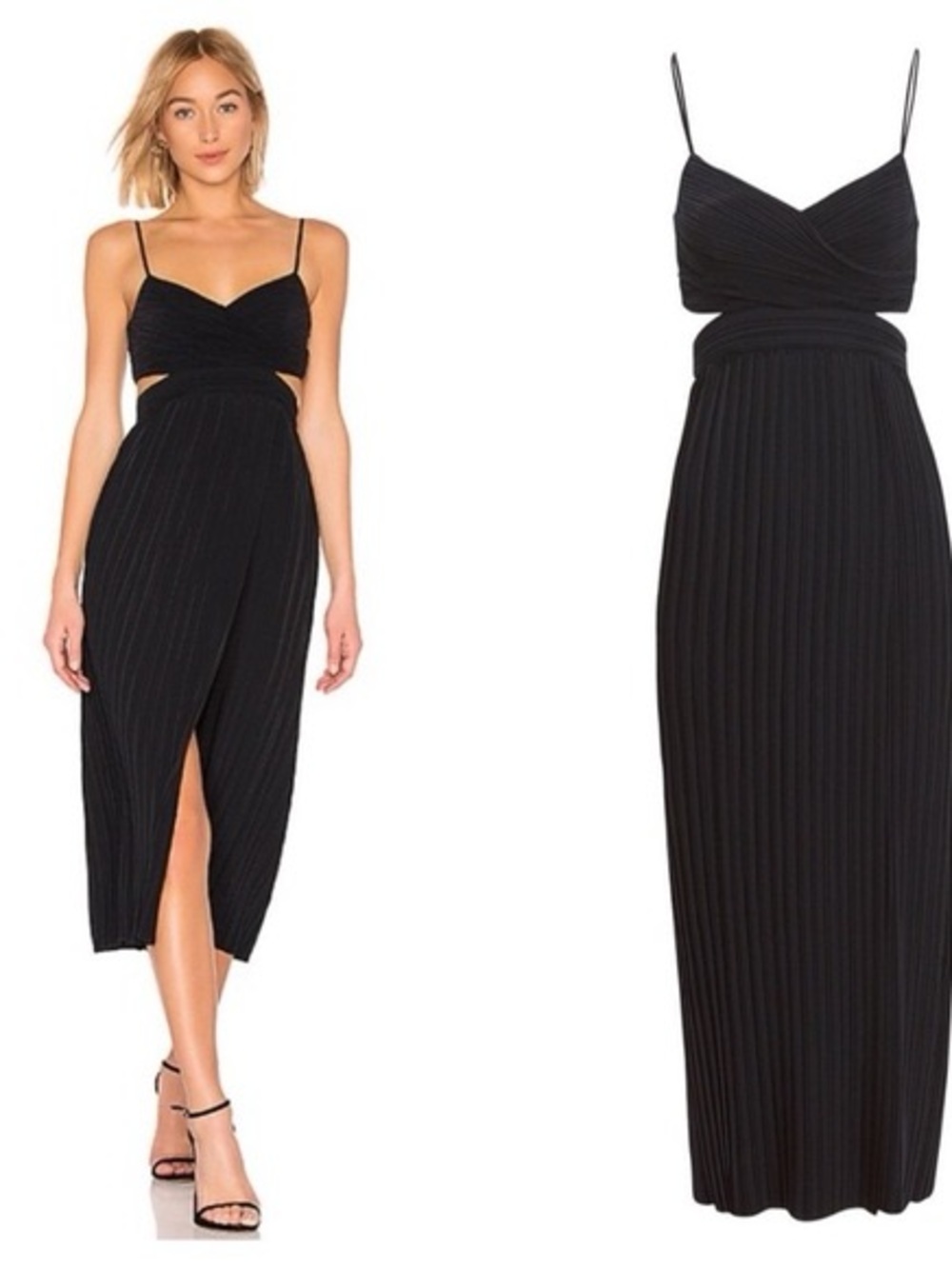 A.L.C. Sienna black cutout pleated maxi dress 2 evening designer